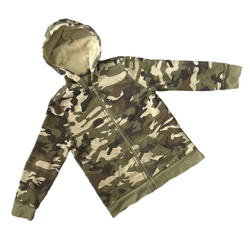 LL Bean Kids “Camo” Full Zip “Hoodie”with Sherpa Lining M 10-12